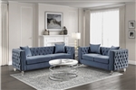 Orina 2 Piece Sofa Set in Dark Blue Fabric by Home Elegance - HEL-9349DBU