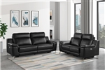 Antonio 2 Piece Power Double Reclining Sofa Set in Black Fabric by Home Elegance - HEL-9360BLK-PW