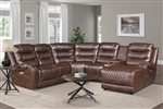 Putnam Power Reclining Sectional Sofa in Brown by Home Elegance - HEL-9405BR-6LRRC