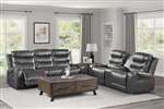 Putnam 2 Piece Double Reclining Sofa Set in Gray by Home Elegance - HEL-9405GY