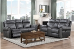 Granville 2 Piece Power Double Reclining Sofa Set in Gray Fabric by Home Elegance - HEL-9488GY-PW