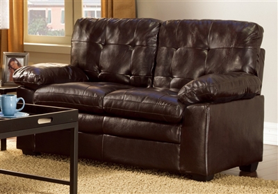 Charley Love Seat in Dark Brown by Home Elegance - HEL-9715PU-2