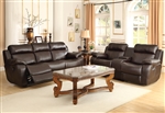 Marille 2 Piece Double Reclining Sofa Set in Dark Brown by Home Elegance - HEL-9724BRW