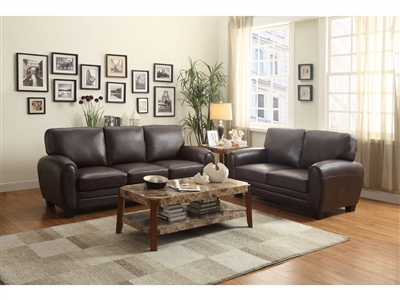 Rubin 2 Piece Sofa Set in Dark Brown by Home Elegance - HEL-9734DB