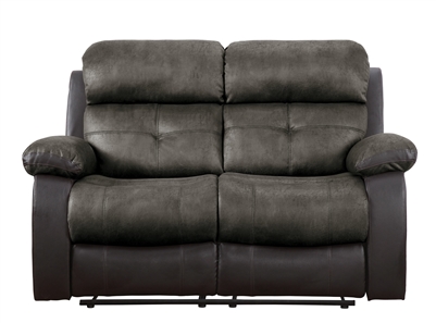 Acadia Double Reclining Love Seat in Two-tone Brown by Home Elegance - HEL-9801BR-2