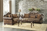 Croydon 2 Piece Sofa Set in Rich Cherry by Home Elegance - HEL-9815