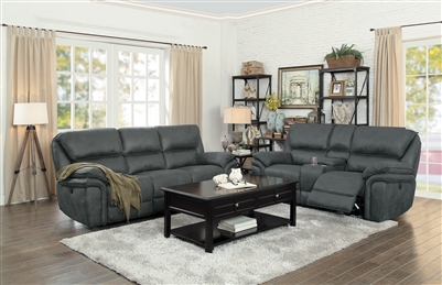 Hadden 2 Piece Power Double Reclining Sofa Set in Gray by Home Elegance - HEL-9903GY-PW
