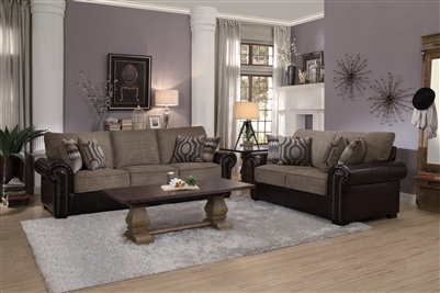 Boykin 2 Piece Sofa Set in Two-tone Brown by Home Elegance - HEL-9922CN