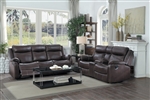 Yerba 2 Piece Double Lay Flat Reclining Sofa Set in Dark Brown by Home Elegance - HEL-9990DB