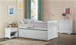Galen Twin/Twin Trundle Bed with Two Storage Drawers in White by Home Elegance - HEL-B2053PRW-1