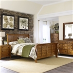 Grandpa's Cabin Sleigh Bed 6 Piece Bedroom Set in Aged Oak Finish by Liberty Furniture - 175-BR