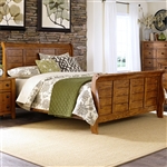 Grandpa's Cabin Sleigh Bed in Aged Oak Finish by Liberty Furniture - 175-BR-QSL