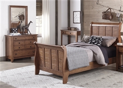 Grandpa's Cabin Youth Sleigh Bed Bedroom Set in Aged Oak Finish by Liberty Furniture - 175-YBR-S