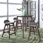 Space Savers Gathering Table 5 Piece Grey Dining Set in Satin Walnut Finish by Liberty Furniture - 198-GT3636-GY