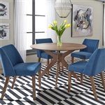 Space Savers Pedestal Table 5 Piece Blue Dining Set in Satin Walnut Finish by Liberty Furniture - 198-T4747-B