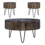 Canyon 3 Piece Accent Cocktail Table Set in Railroad Brown Finish by Liberty Furniture - LIB-2073-AT-3PCS