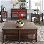 Lake House 3 Piece Cocktail Table Set in Rustic Brown Oak Finish by Liberty Furniture - LIB-210-OT-3PCS