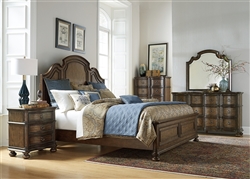 Tuscan Valley Panel Bed 6 Piece Bedroom Set in Weathered Oak Finish with Gray Dusty Wax by Liberty Furniture - 215-BR