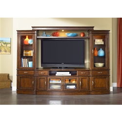 Hanover 4 Piece Entertainment Wall in Cherry Spice Finish by Liberty Furniture - 222-ENTW