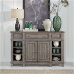 River Place Breakfront Server in Riverstone Gray and Tobacco Finish by Liberty Furniture - LIB-237G-SR6642