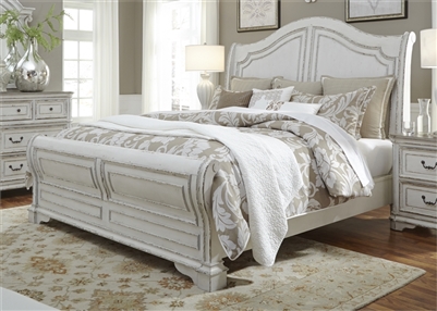 Magnolia Manor Sleigh Bed in Antique White Finish by Liberty Furniture - 244-BR-QSL