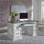 Magnolia Manor Jr Executive Desk in Antique White Finish by Liberty Furniture - 244-HO105
