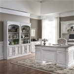 Magnolia Manor 5 Piece Home Office Set in Antique White Finish by Liberty Furniture - 244-HOJ-5WR