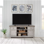 Ocean Isle 64 Inch Entertainment TV Stand in in Antique White and Weathered Pine Finish by Liberty Furniture - 303W-TV64