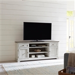 Ocean Isle 72 Inch Entertainment TV Stand in Antique White and Weathered Pine Finish by Liberty Furniture - 303W-TV72