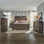 Big Valley Panel Bed 6 Piece Bedroom Set in Brownstone Finish by Liberty Furniture - 361-BR-QPBDMN