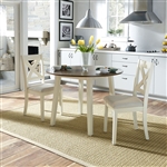 Thornton 3 Piece Drop Leaf Table Dining Set in Cream Finish with Brown Top by Liberty Furniture - 364-CD-3DLS