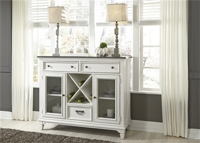 Allyson Park Buffet in Wirebrushed White Finish with Wire Brushed Charcoal Top by Liberty Furniture - 417-CB5444