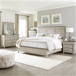 Ivy Hollow Panel Bed 6 Piece Bedroom Set in Weathered Linen Finish with Dusty Taupe Tops by Liberty Furniture - 457-BR-QPBDMN