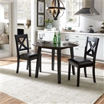 Thornton 3 Piece Drop Leaf Table Dining Set in Black Finish with Brown Top by Liberty Furniture - 464-CD-3DLS