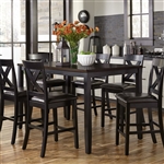 Thornton 7 Piece Gathering Counter Height Dining Set in Black Finish with Brown Top by Liberty Furniture - 464-CD-7GTS