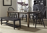 Hearthstone 6 Piece Oak Rectangular Leg Table with Black Windsor Chairs by Liberty Furniture - 482-DR-6RTS