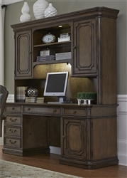 Amelia Jr Executive Credenza Desk and Hutch in Antique Toffee Finish by Liberty Furniture - 487-HOJ-JEC