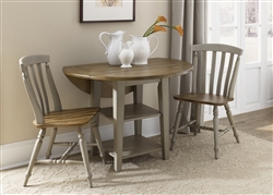 Al Fresco Drop Leaf Leg Table 3 Piece Dining Set in Driftwood & Taupe Finish by Liberty Furniture - 541-CD-3DLS