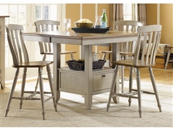 Al Fresco 5 Piece Counter Height Gathering Table Set in Driftwood & Taupe Finish by Liberty Furniture - 541-GT5454-5