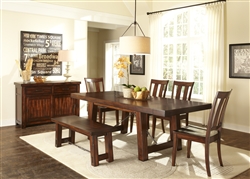 Tahoe Trestle Table 6 Piece Dining Set in Mahogany Stain Finish by Liberty Furniture - 555-T4090-6