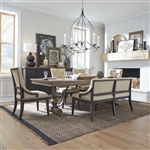 Americana Farmhouse Trestle Table 5 Piece Dining Set in Dusty Taupe and Black Finish by Liberty Furniture - 615-DR-5TRS-B