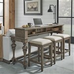 Americana Farmhouse 4 Piece Console Bar Table Set in Taupe Finish by Liberty Furniture - 615-OT-4PCS