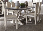 Willowrun Trestle Table 7 Piece Dining Set in Rustic White and Weathered Gray Top Finish by Liberty Furniture - LIB-619-DR-7TRS