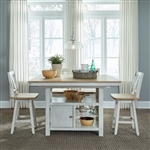 Lindsey Farm 5 Piece Gathering Table Set in Weathered White and Sandstone Finish by Liberty Furniture - 62WH-CD-5GTS