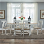 Lindsey Farm 7 Piece Trestle Table Set in Weathered White and Sandstone Finish by Liberty Furniture - 62WH-CD-7TRS