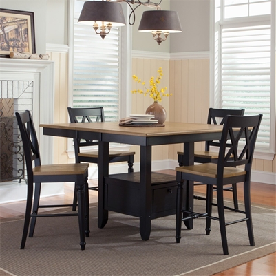 Al Fresco Gathering Table 5 Piece Counter Height Dining Set in Driftwood & Black Finish by Liberty Furniture - 641-CD-O5GTS