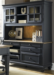 Bungalow II Jr Executive Credenza & Hutch in Driftwood & Black Finish by Liberty Furniture - 641-HO120