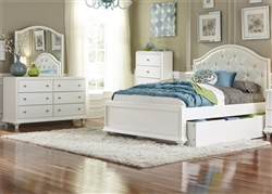 Stardust 5 Piece Youth Trundle Bedroom Set in Iridescent White Finish by Liberty Furniture - 710-YBR-TTR