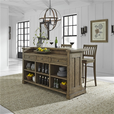 Harvest Home 3 Piece Bar Set in Barley Brown Finish by Liberty Furniture - LIB-779-DR-3PB