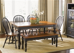 Low Country Windsor Chair Rectangular Leg Table 6 Piece Dining Set in Anchor Black with Suntan Bronze Finish by Liberty Furniture - 80-CD-6RTS